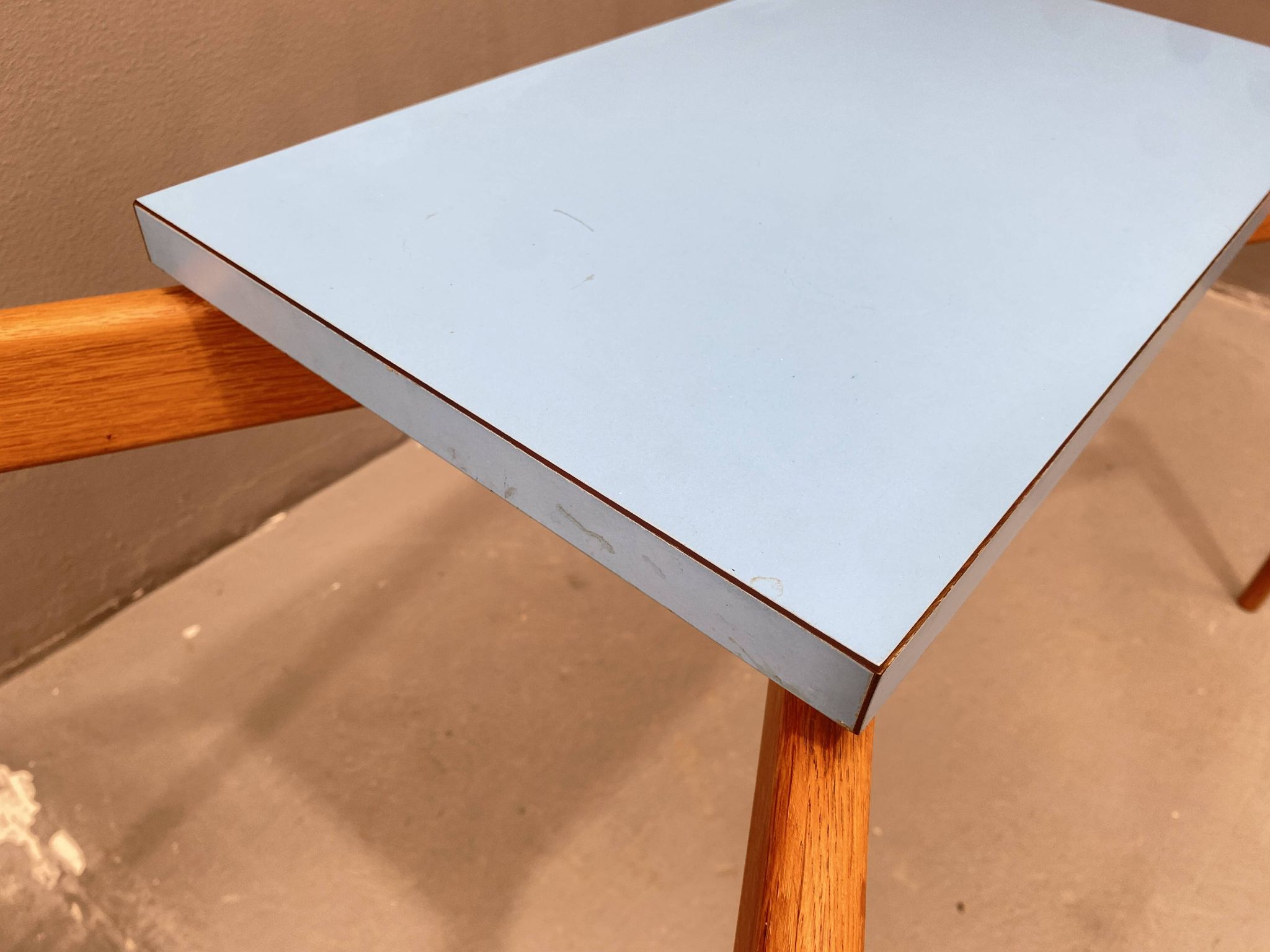 Glass coffee table with a wooden frame, 1960s, Czechoslovakia.