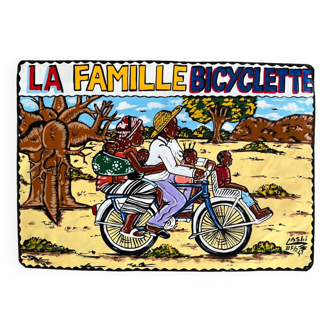 Family Bicycle painting plaque (Burkina Faso)