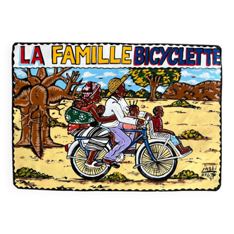 Plaque peinture Famille Bicyclette (Burkina Faso)