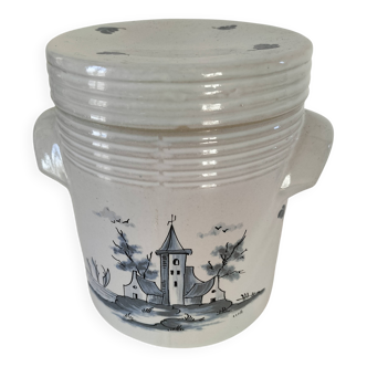 Stoneware storage jar with blue decoration – La Chapelle des Pots