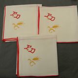 Lot de 10 serviettes de table à décor de fleurs des champs monogramme FD
