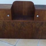 Art Deco headboard with two doors and 3 niches in walnut veneer