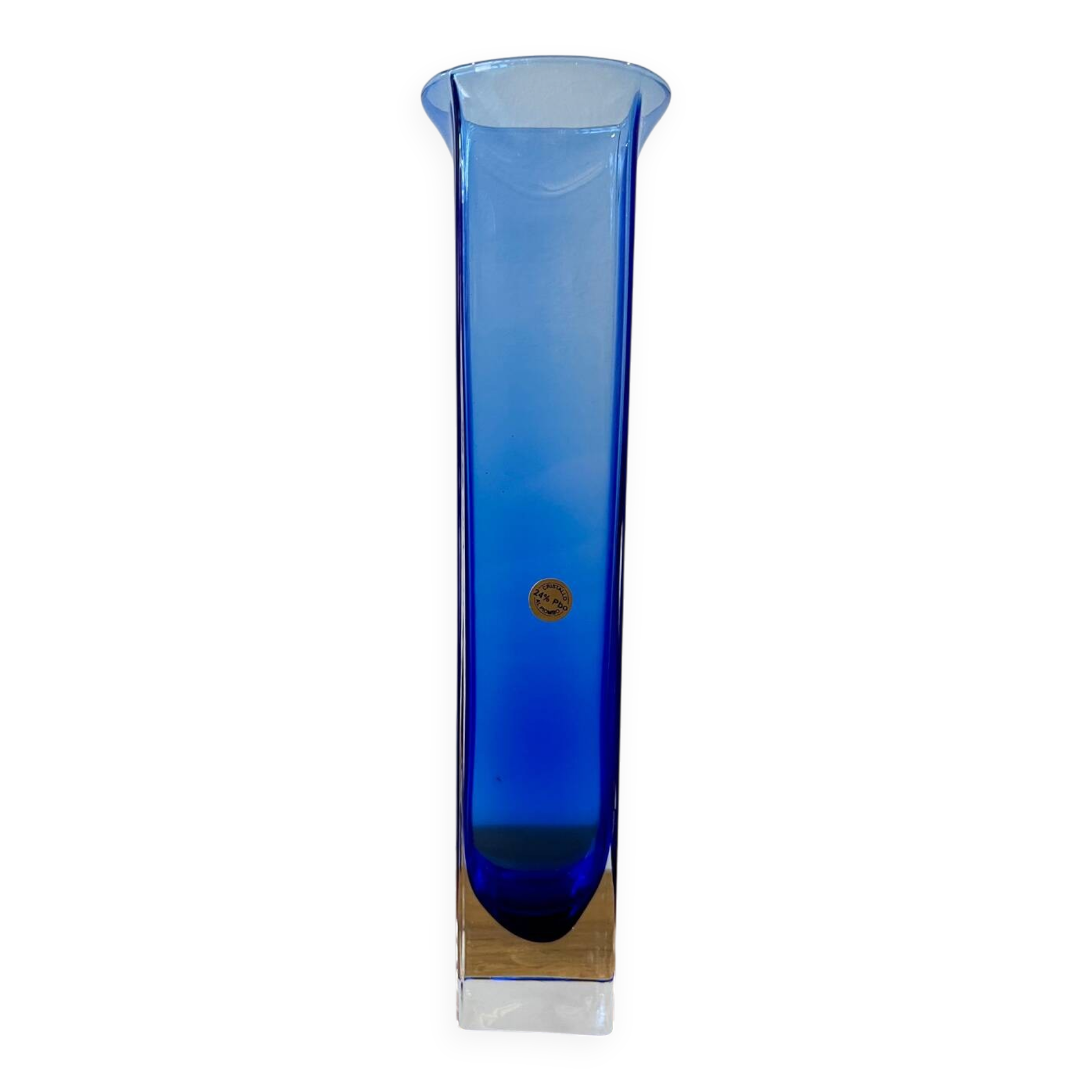 Vase soliflore vintage en cristal bleu, Italie