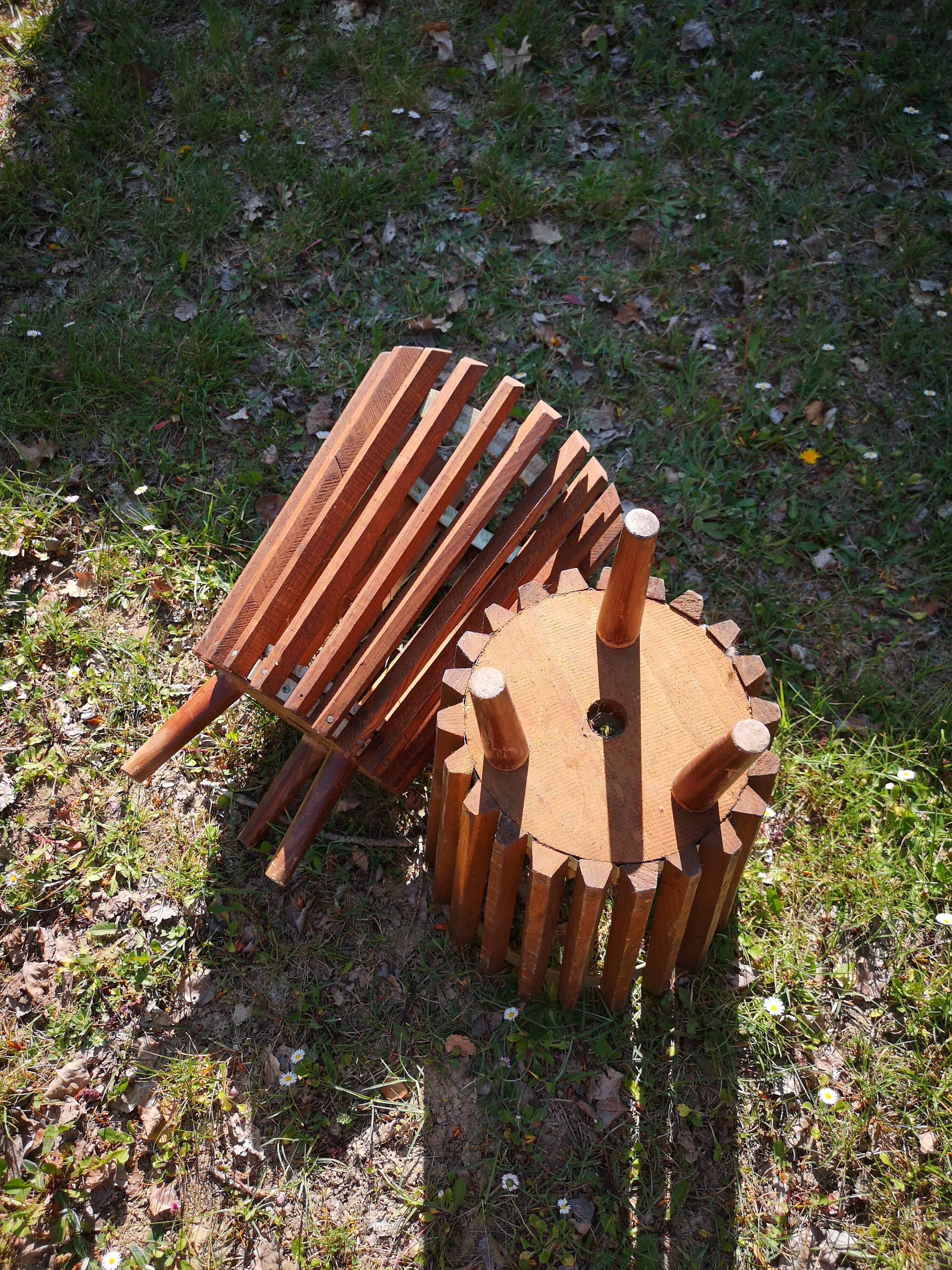 Paire poubelles bois années 70