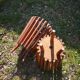 Pair wooden trash cans 70s