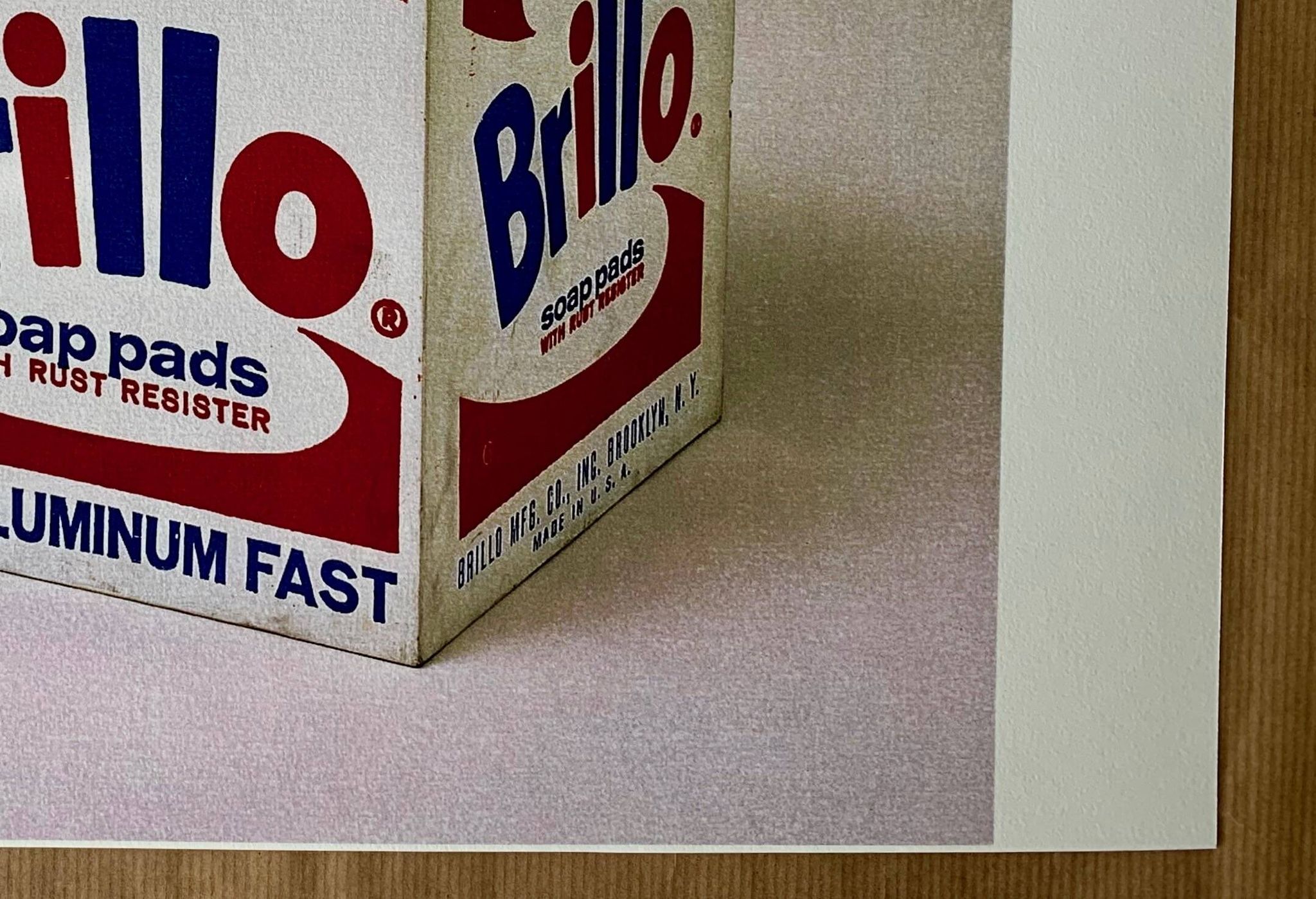 Original vintage pop art poster reissue of Andy Warhol's "Brillo Box 1964".