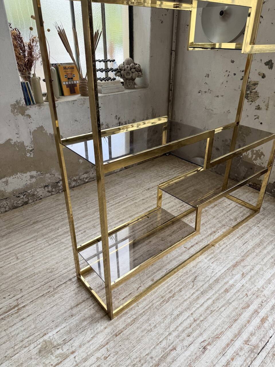 Brass shelf 1970 Belgo Chrom regency