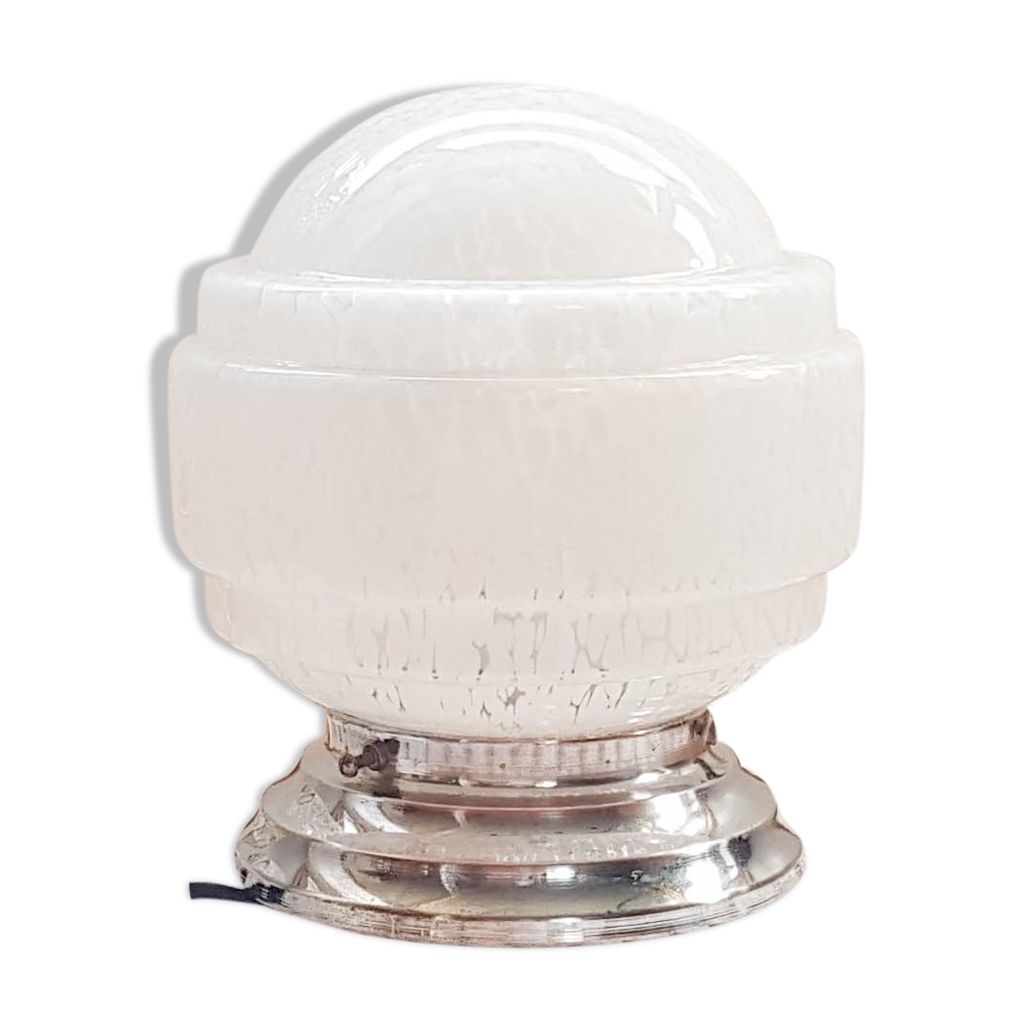 Lampe à poser opaline vintage verre de Clichy blanc