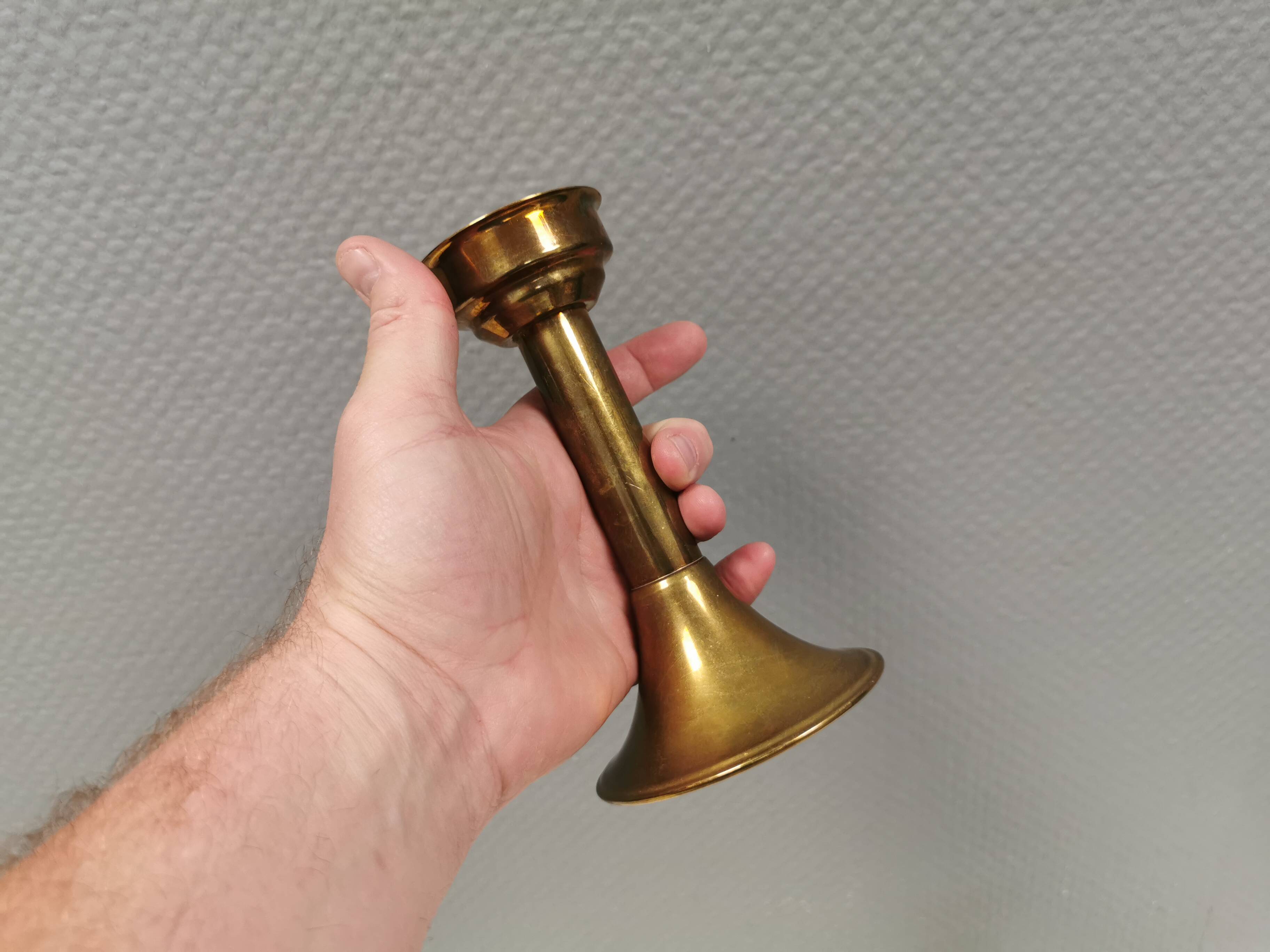 A set of brass candle holders from CAWA Denmark, 1960s.