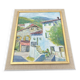 Painting, Basque house with green shutters