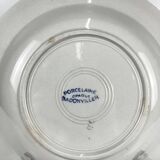 Set of 6 porcelain soup plates, Badonviller, red flower, 1950