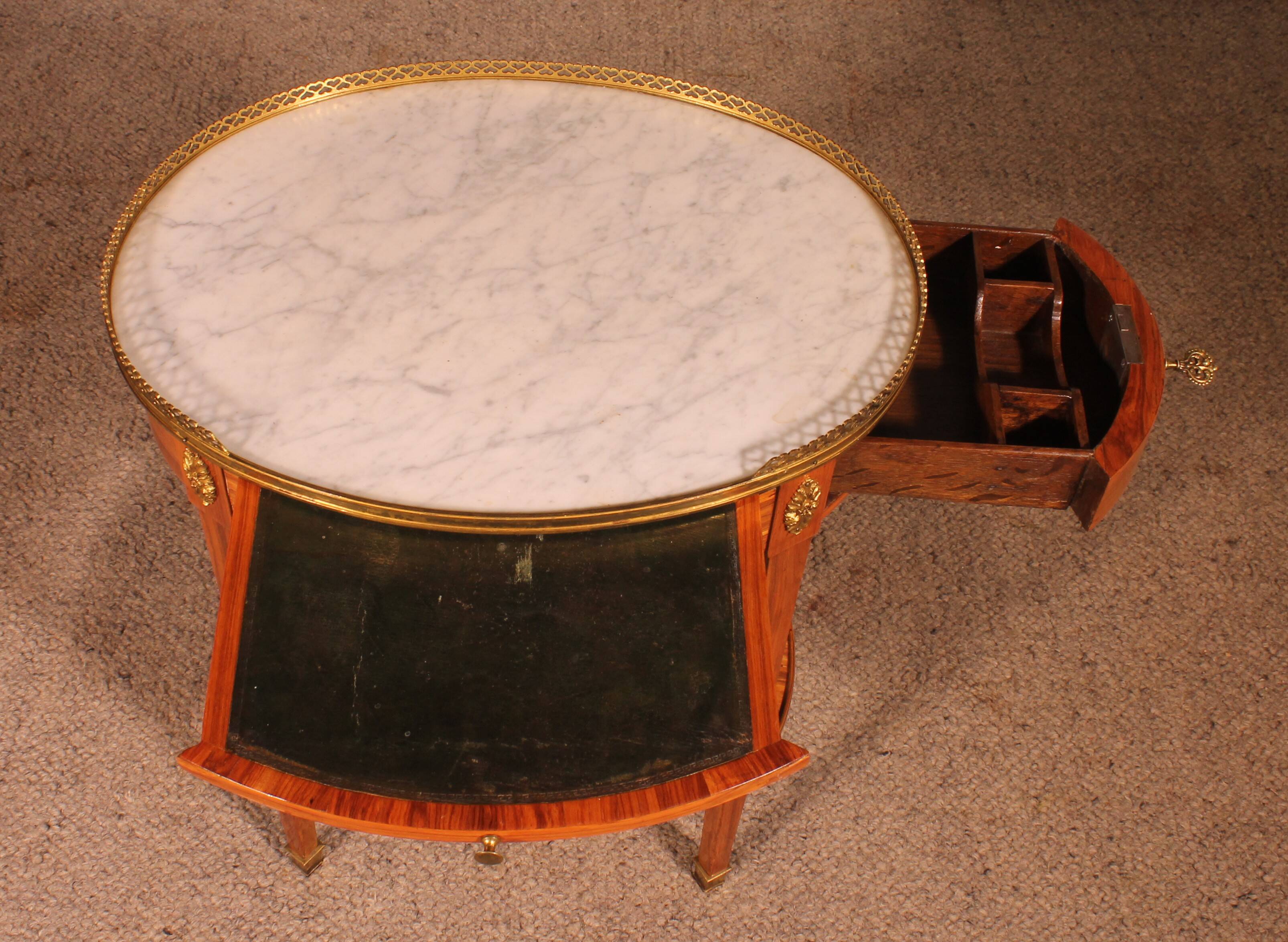 Louis XVI Rosewood Side Table With Writing Desk