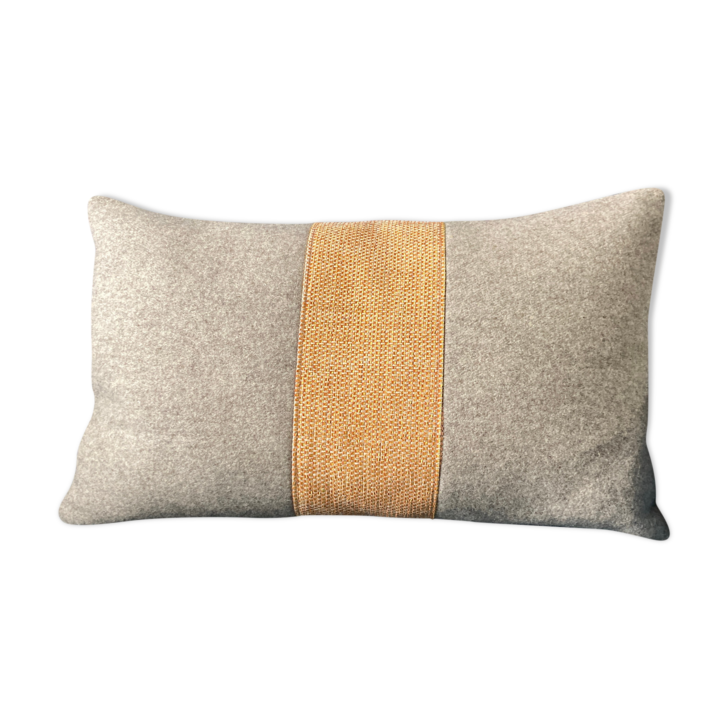 Orange gray wool-fabric cushion