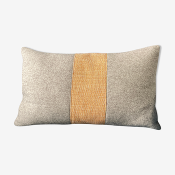 Orange gray wool-fabric cushion