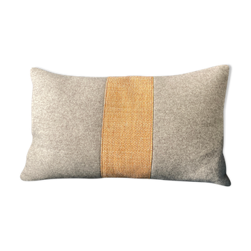 Orange gray wool-fabric cushion