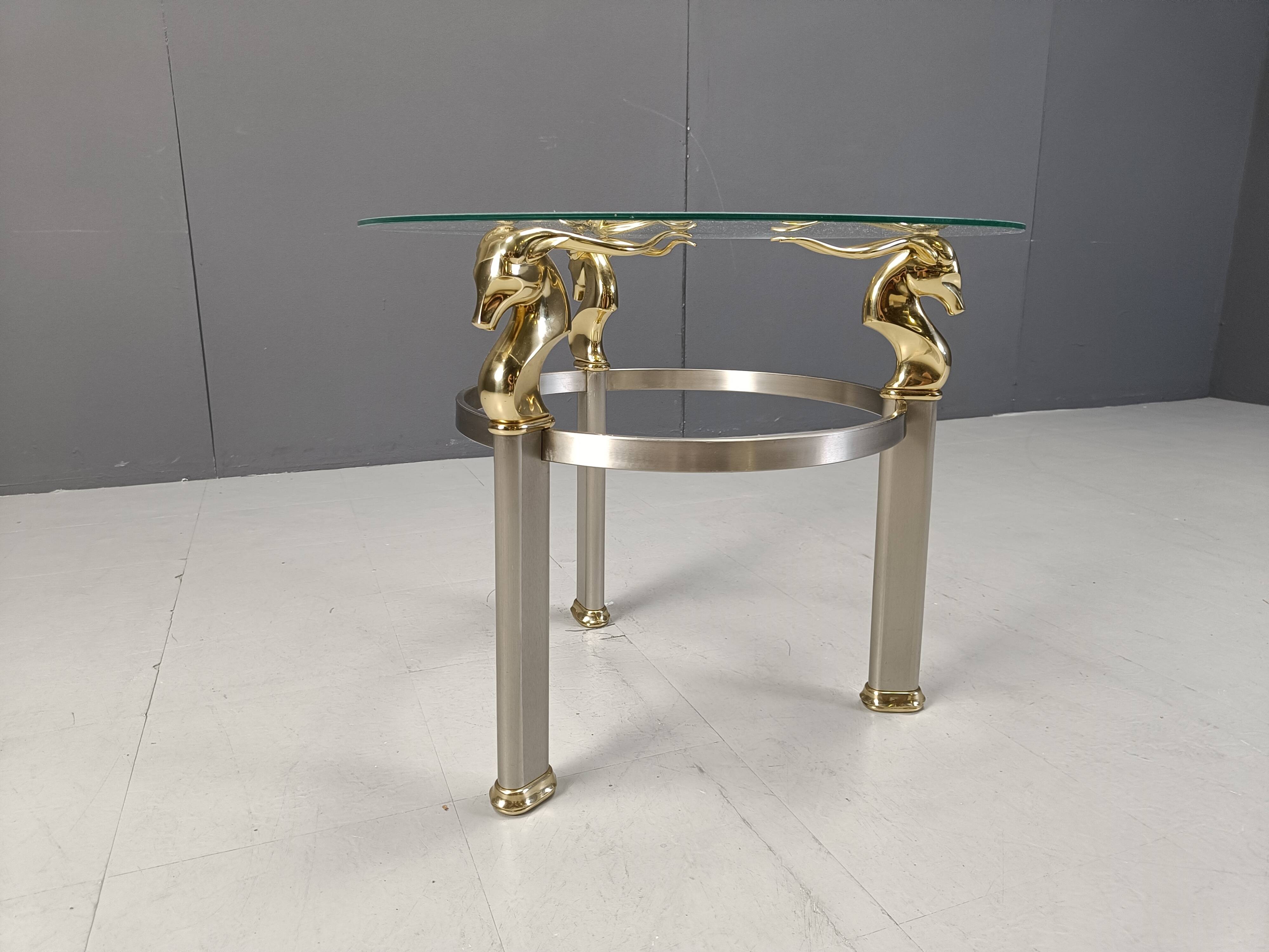 Vintage brass side table in the shape of an ibex or antelope, 1970s