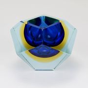 Faceted diamond caviar bowl Mandruzzato Sommerso, Murano glass, Italy, 1960s