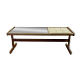 English teak coffee table with glass and tiled top - 1970s work
