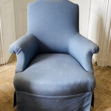 Paire de fauteuils crapauds Napoleon III tapisserie bleue - France 19eme siècle