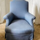 Paire de fauteuils crapauds Napoleon III tapisserie bleue - France 19eme siècle