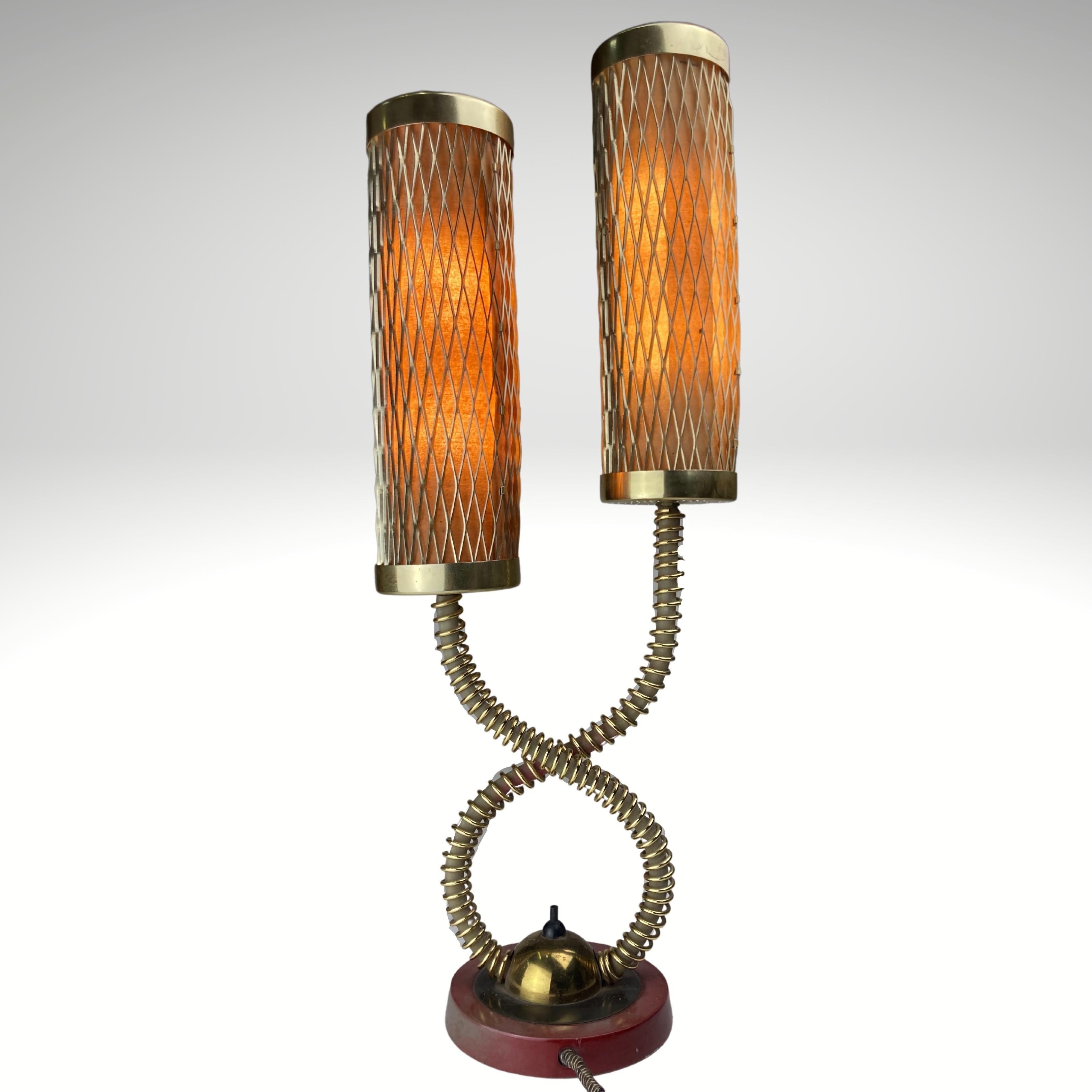 Midcentury brass tubular architectural table lamp, 1960s
