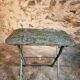 Vintage French bistro table in riveted iron – folding (1920s)