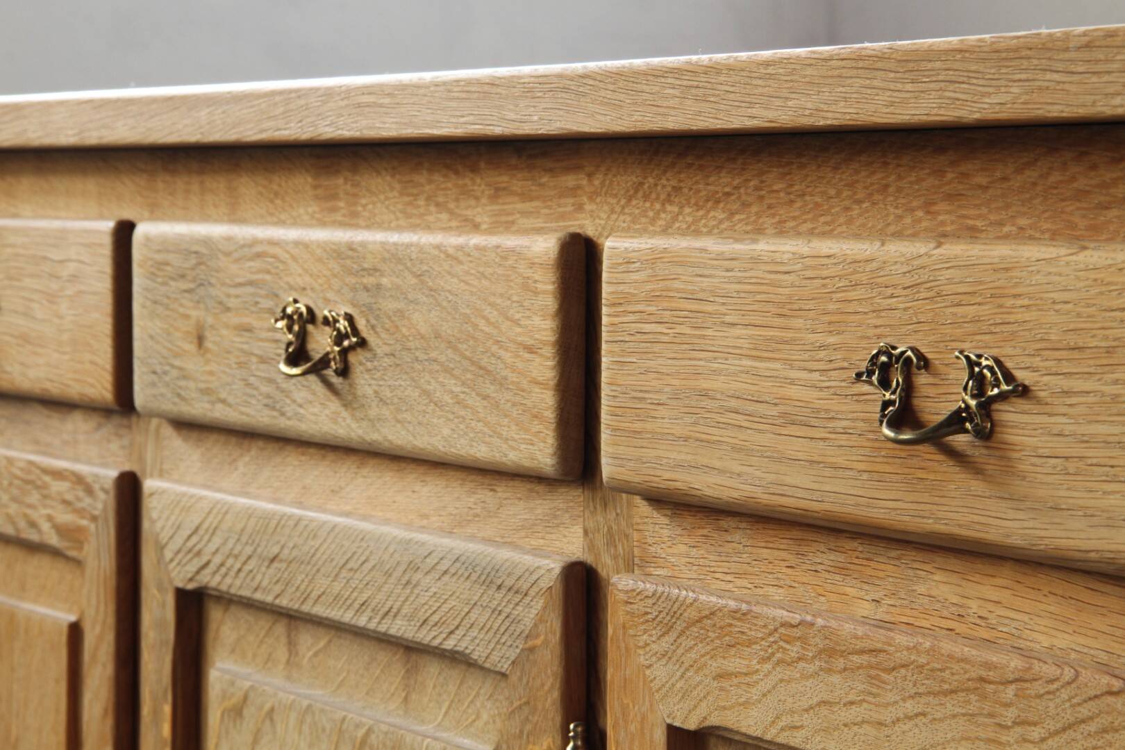 Vintage 1970s Danish Oak Low Cabinet / Sideboard, Henning Kjærnulf style
