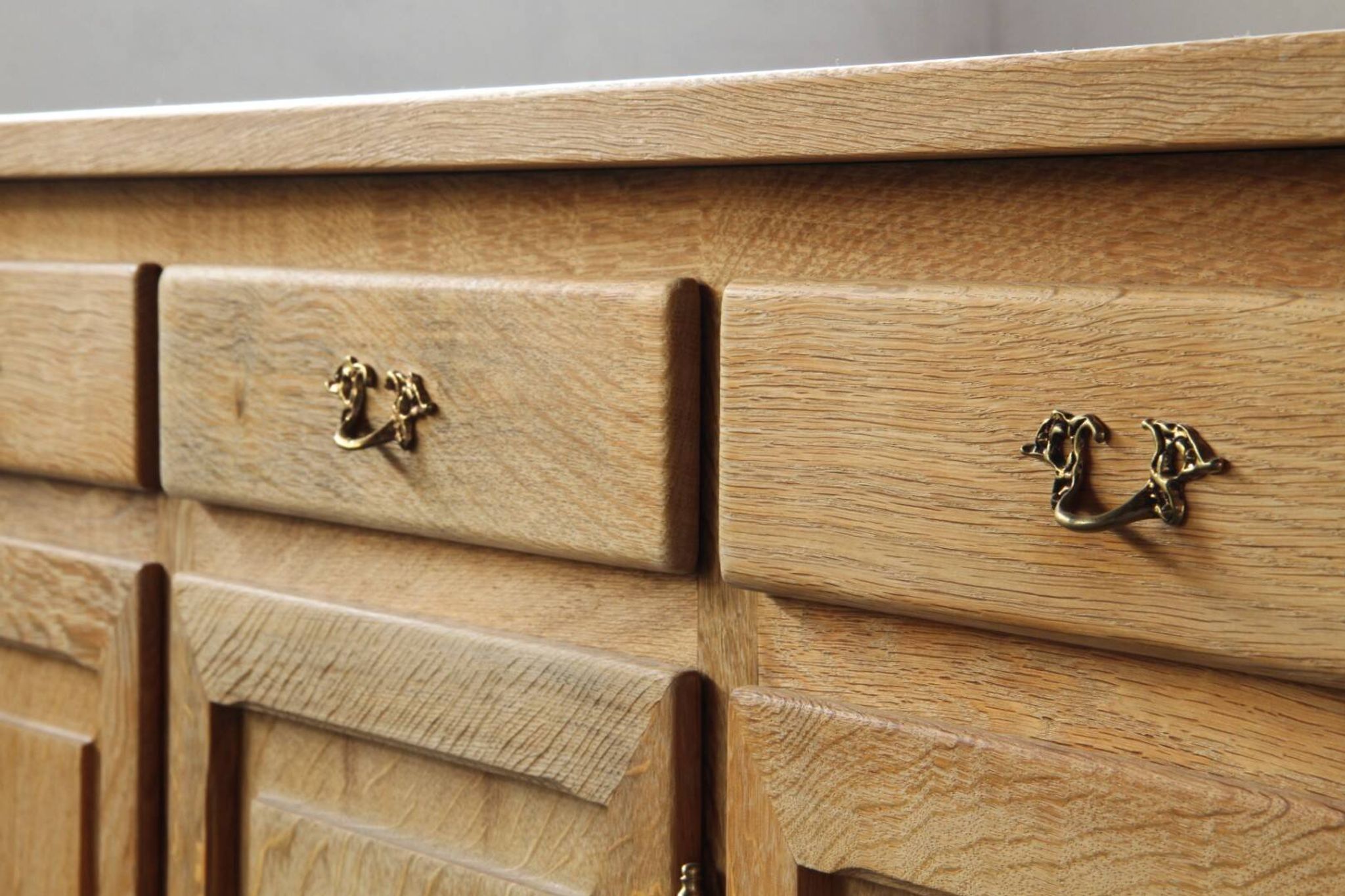 Vintage 1970s Danish Oak Low Cabinet / Sideboard, Henning Kjærnulf style