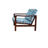 Model B-7752 Blue Jacquard Armchairs by Zenon Bączyk, 1960s, Set of 2