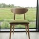 Natural Dining Chair with green upholstery, new modern design vintage style