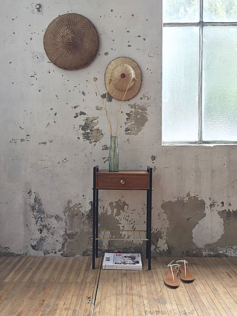 Wood and metal bedside 1960