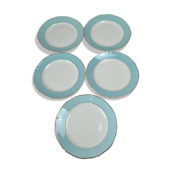 Lot de 5 assiettes plates anciennes Seranord Saint-amand – Modèle Chambord