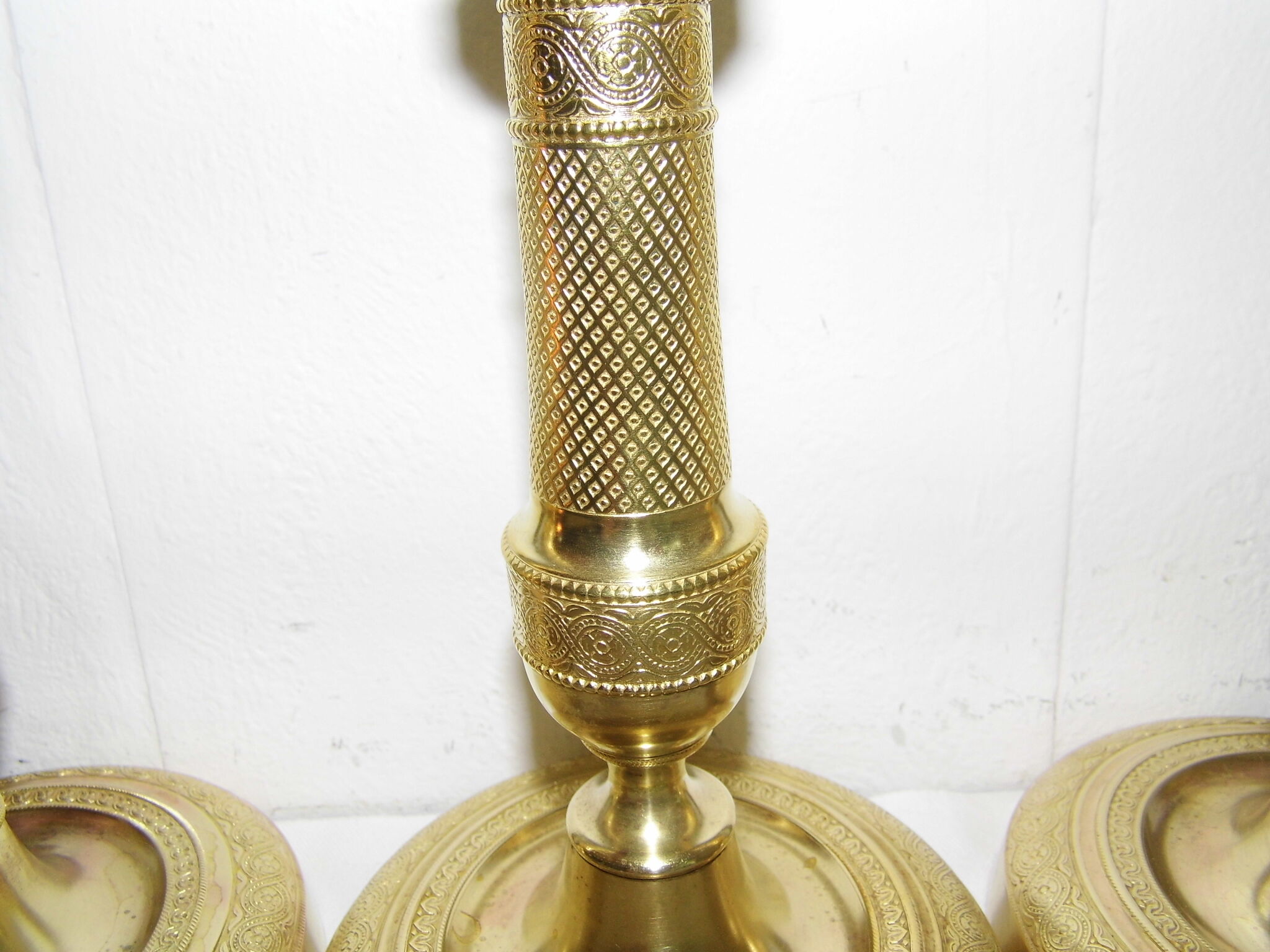 4 brass bronze torch candlesticks 27 cm