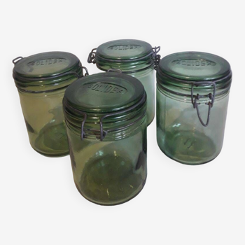 4 identical 1l green solidex jars