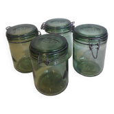 4 bocaux solidex identiques 1l verts
