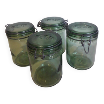 4 identical 1l green solidex jars