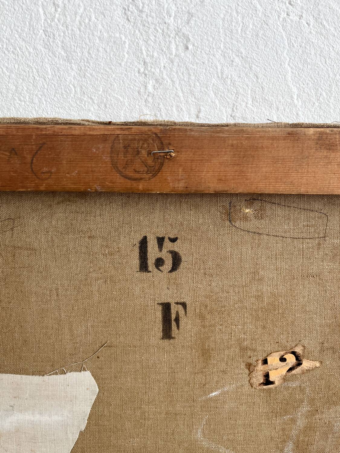 Old oil painting on canvas portrait of a woman in traditional costume