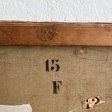 Old oil painting on canvas portrait of a woman in traditional costume