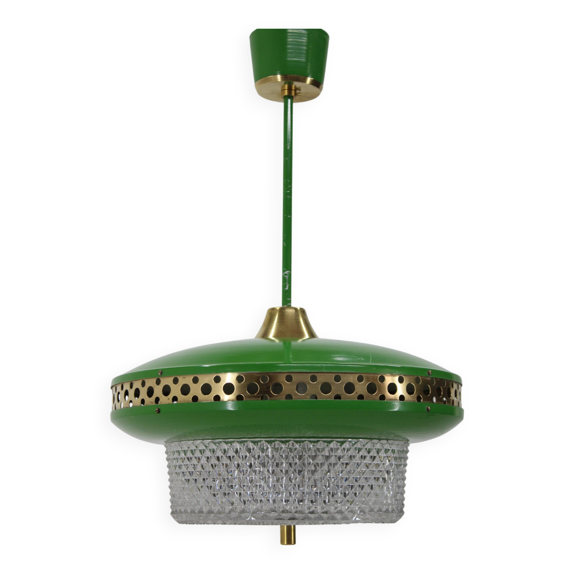 1970s Green Space Age Metal Pendant by LUDIB Bratislava, Czechoslovakia