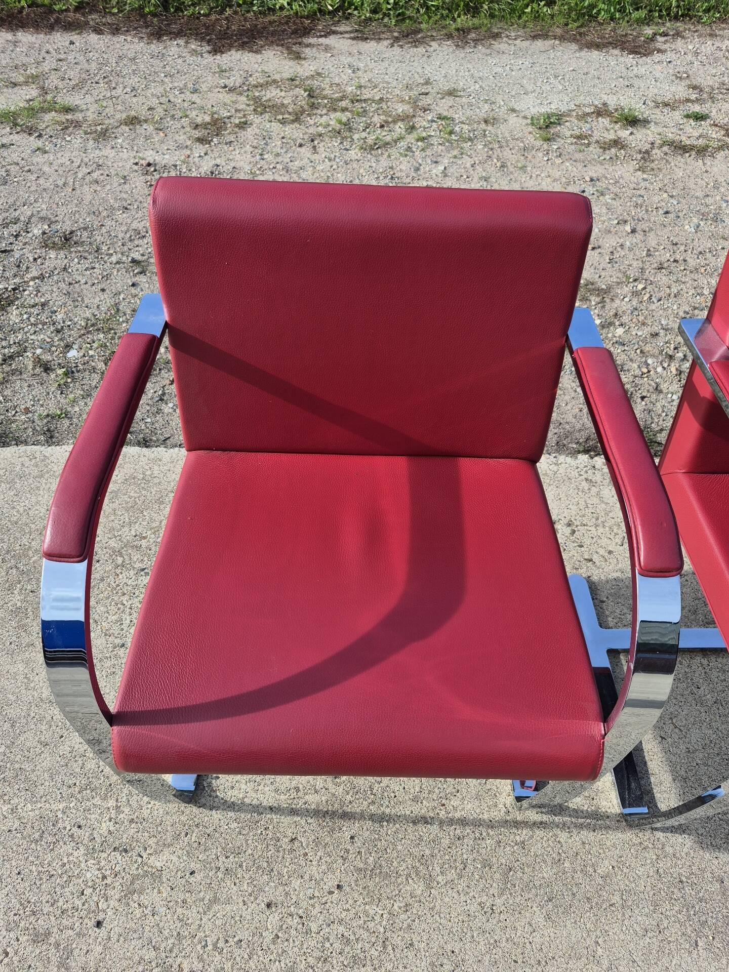 Set 4 - red chrome Brno armchair flat bar- Ludwig Mies vd Rohe bauhaus