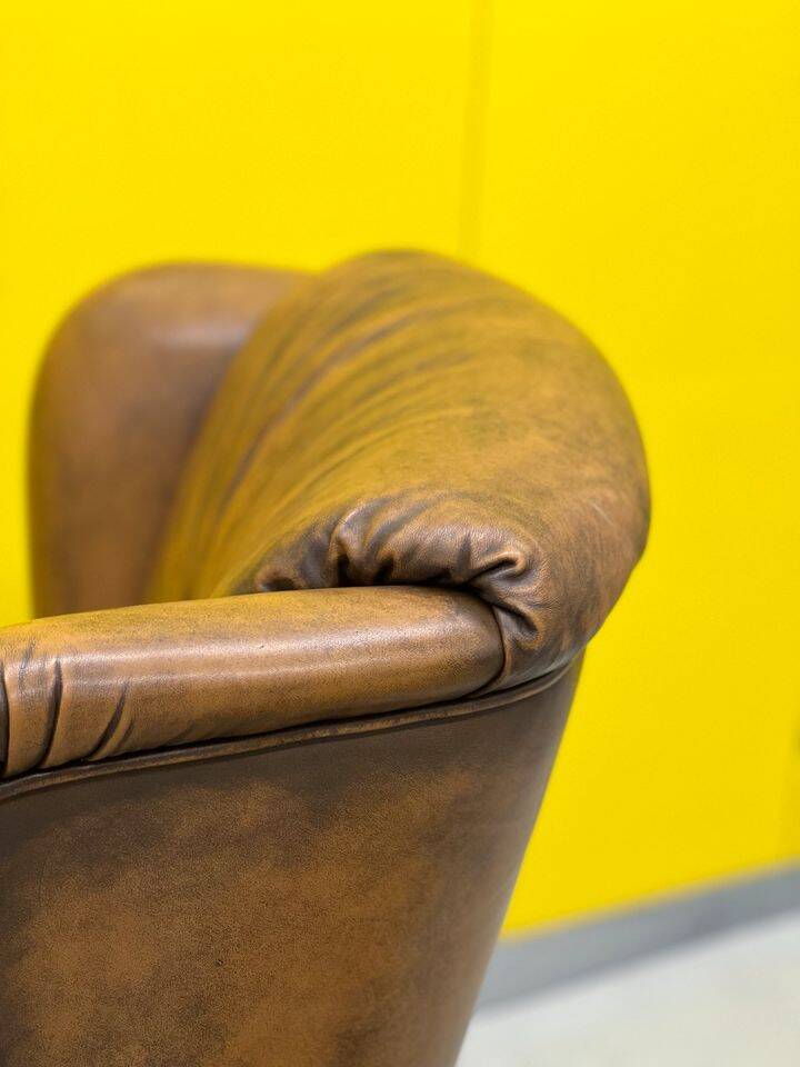 Vintage Chesterfield style wing chair With Ottoman