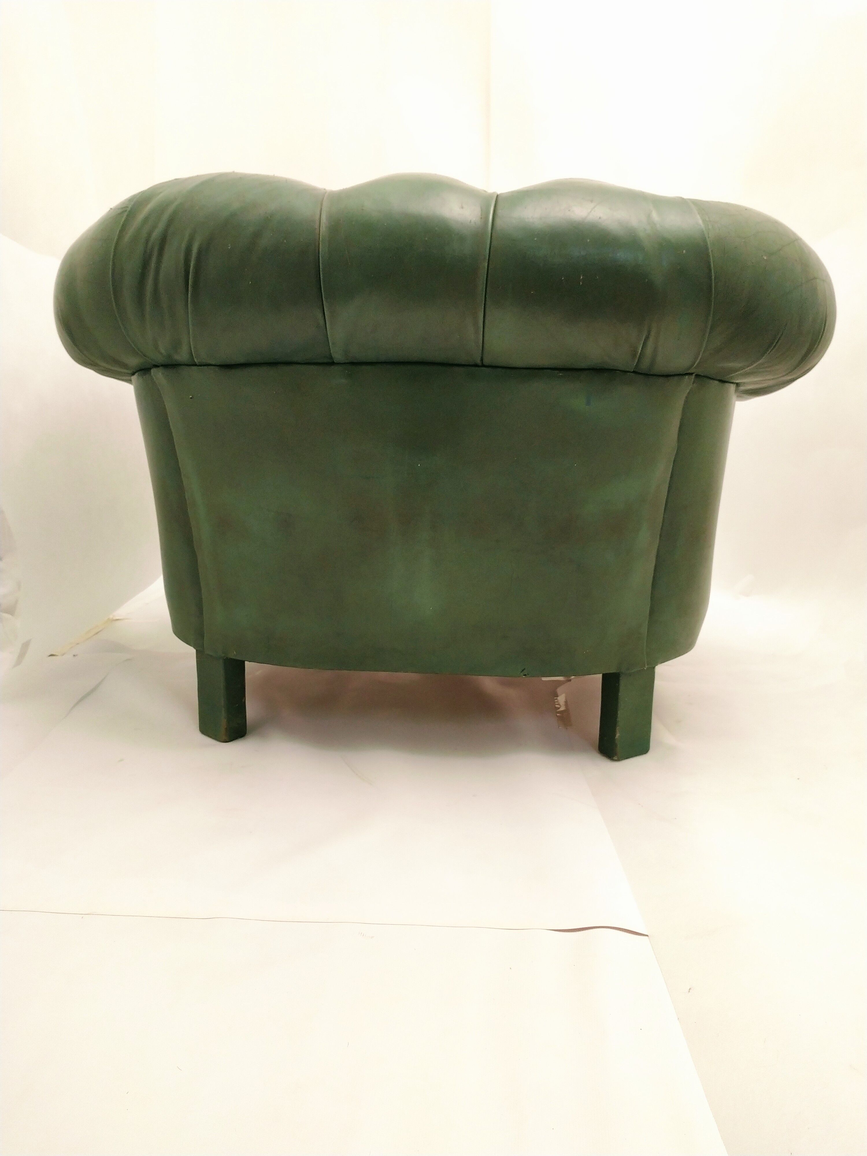 Former chesterfield green leather chair