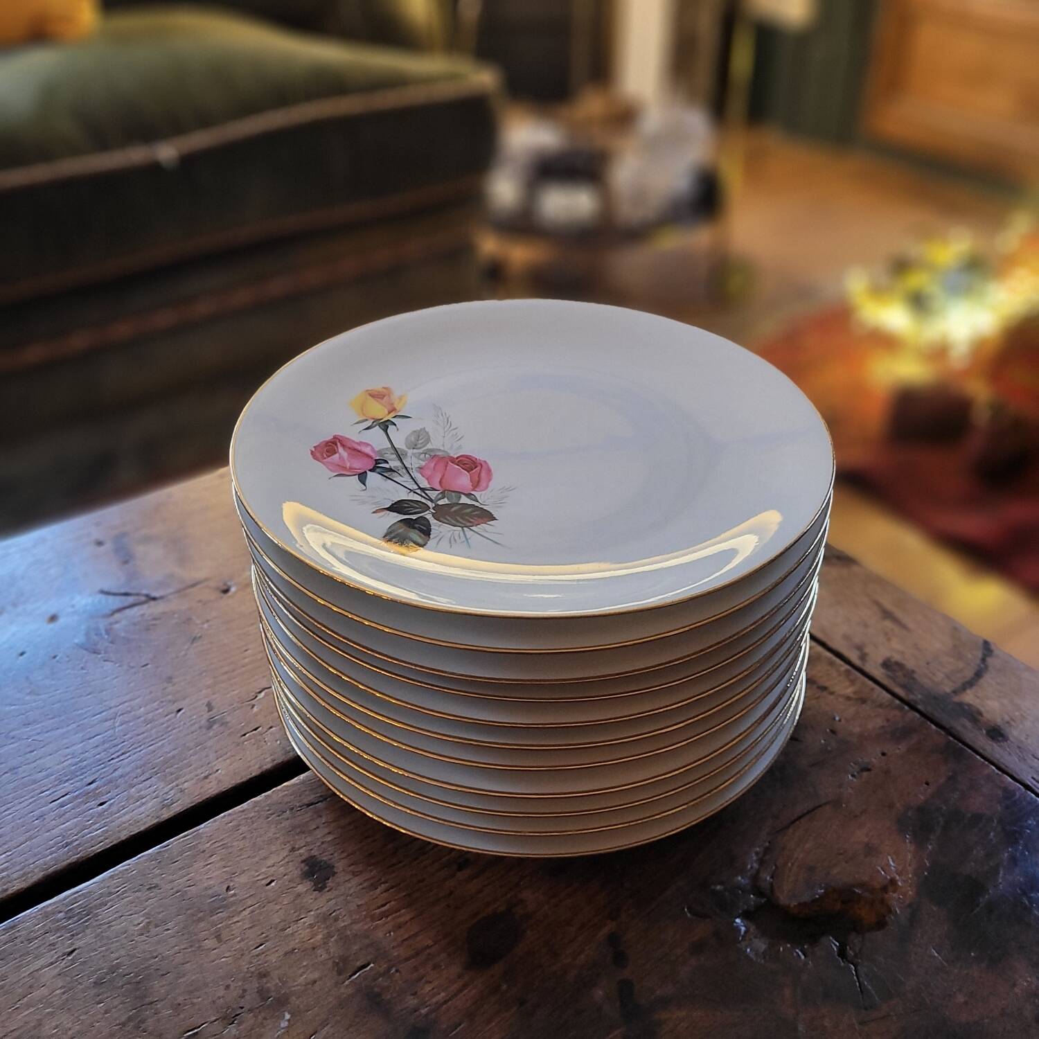P.L. France flat plates – Roses – 1950s
