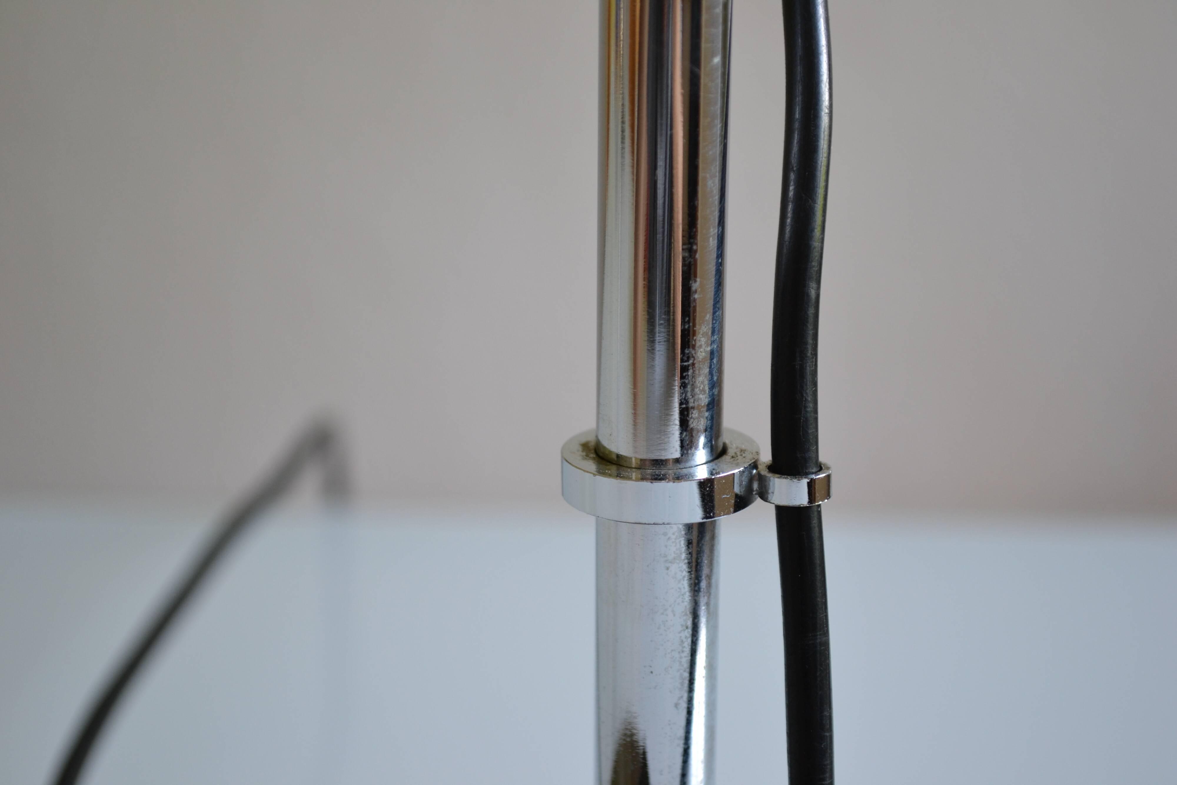 Brushed aluminium and chrome metal desk lamp 70's 1970