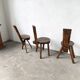Set of three alpine chairs in solid pine, France, 1950s.