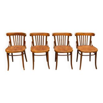 4 Viennese chairs, curved wood, Bistro style, 60s