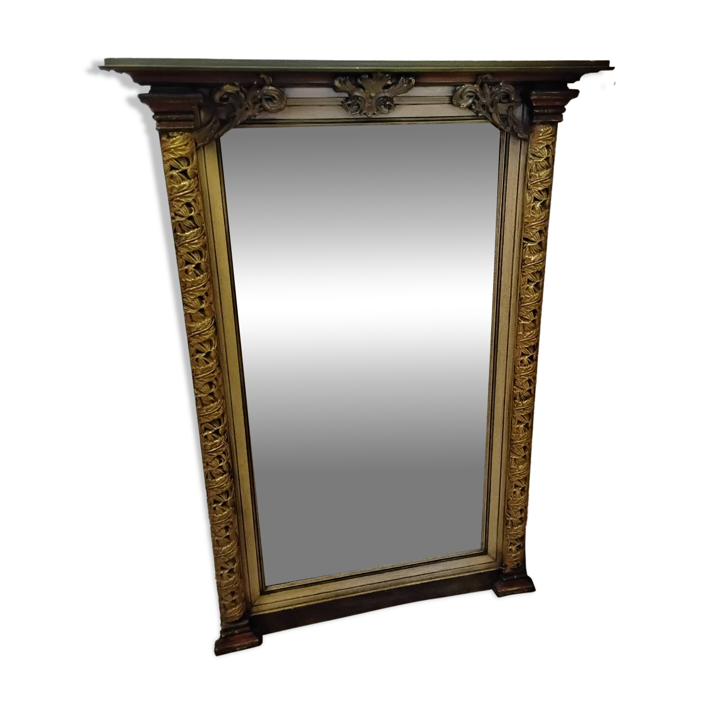 Large antique wooden mirror