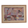 Pair of large Richard Hall geometric abstract mixed media lithographs with gold