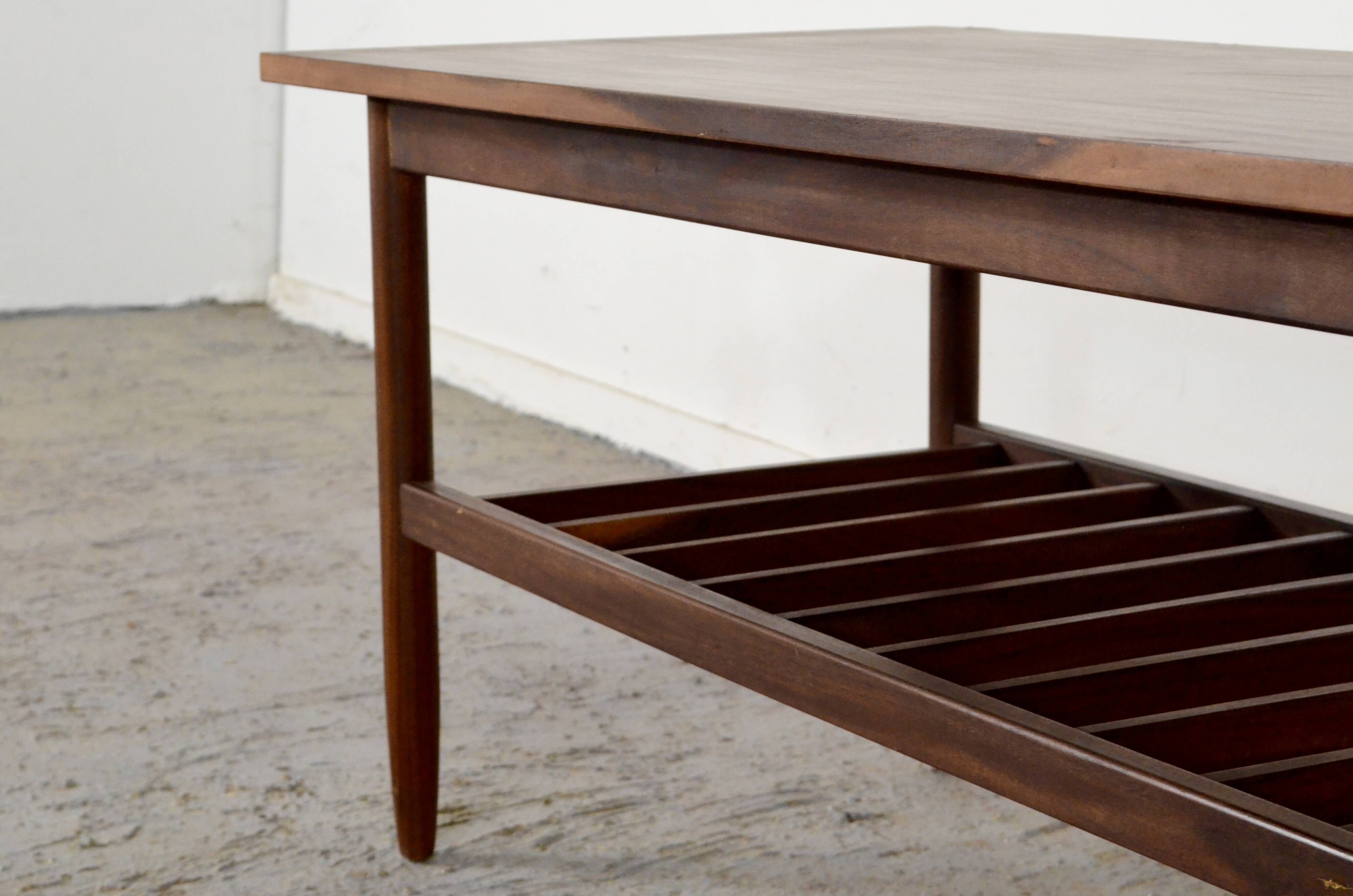 Vintage Midcentury Danish Two Tier Slatted Coffee Table In Afromosia.