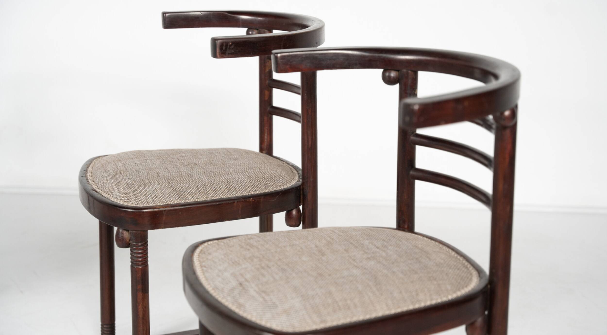 Mid-Century Modern Pair of Fledermaus Armchairs by Joseph Hoffman, Vienna, 1900s